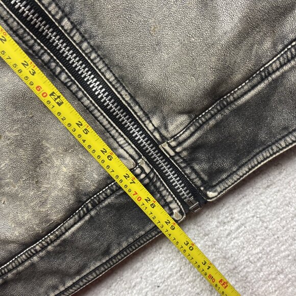 VTG B-STAR Faux Leather Moto jacket Distressed Punk Military Quilted Hood Sz S** - Picture 8 of 14